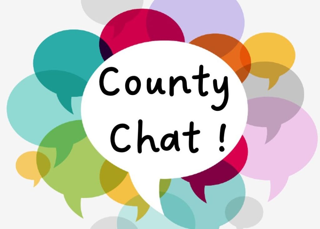 Lots of colourful speech bubbles that say County chat
